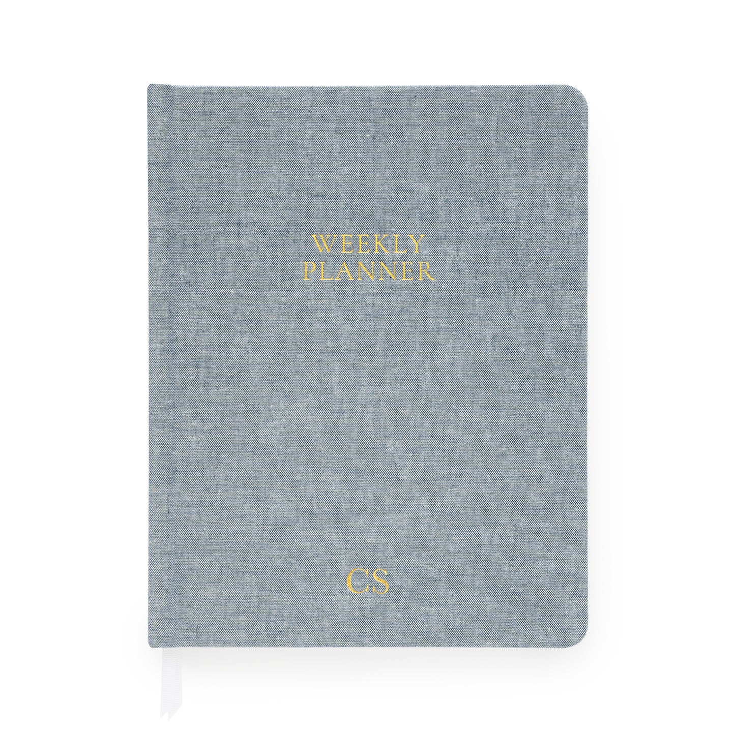 Chambray weekly planner with gold foil initials