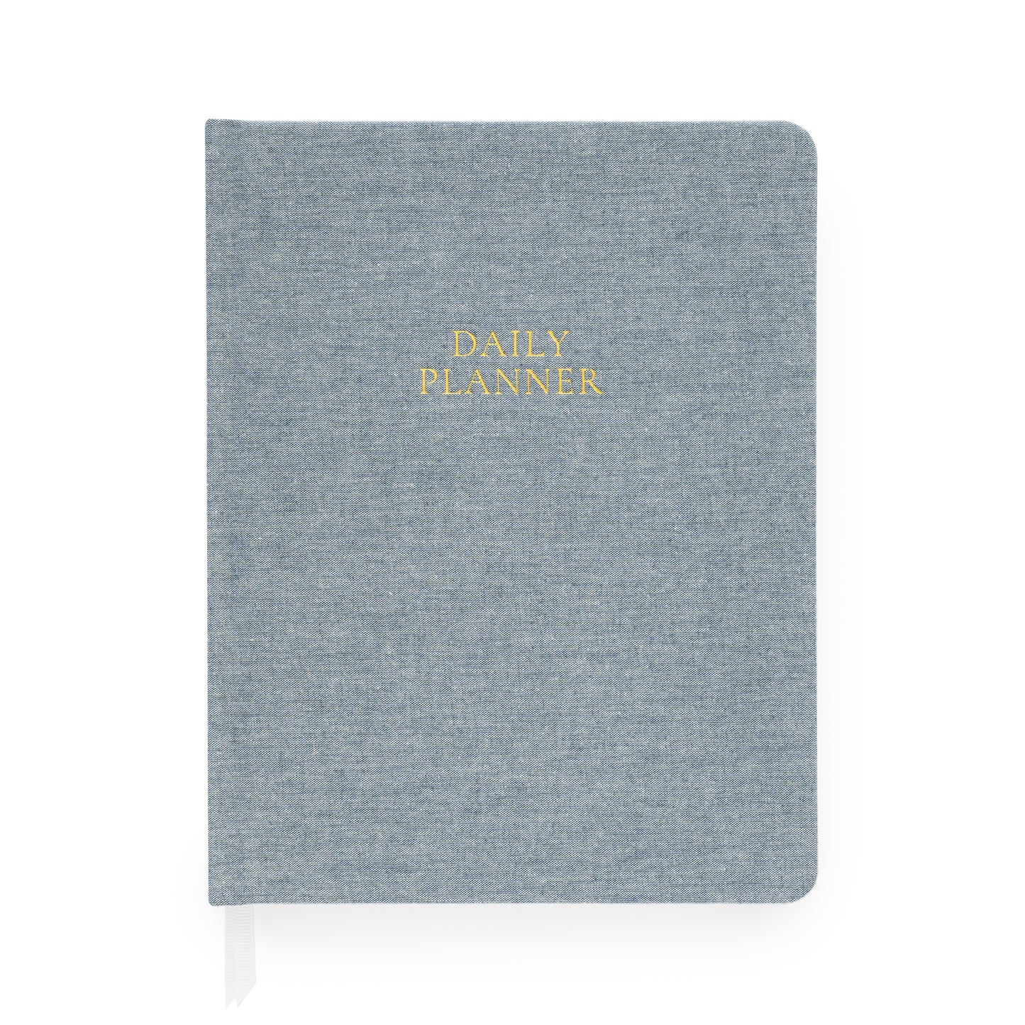 Chambray blue daily planner with gold foil Daily Planner on front