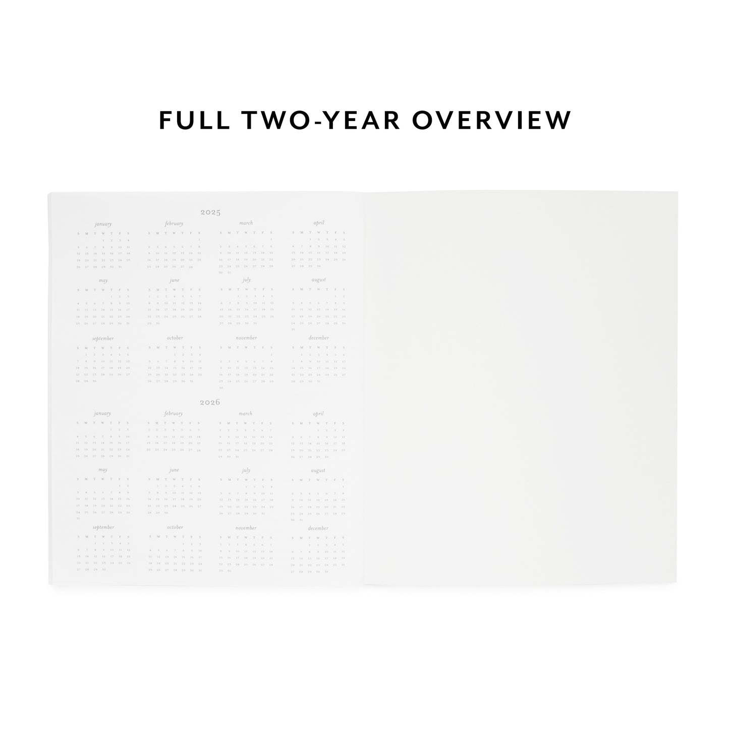 monthly planner open to 2-year overview page