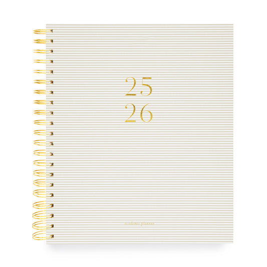 grey stripe spiral 25/26 academic planner cover