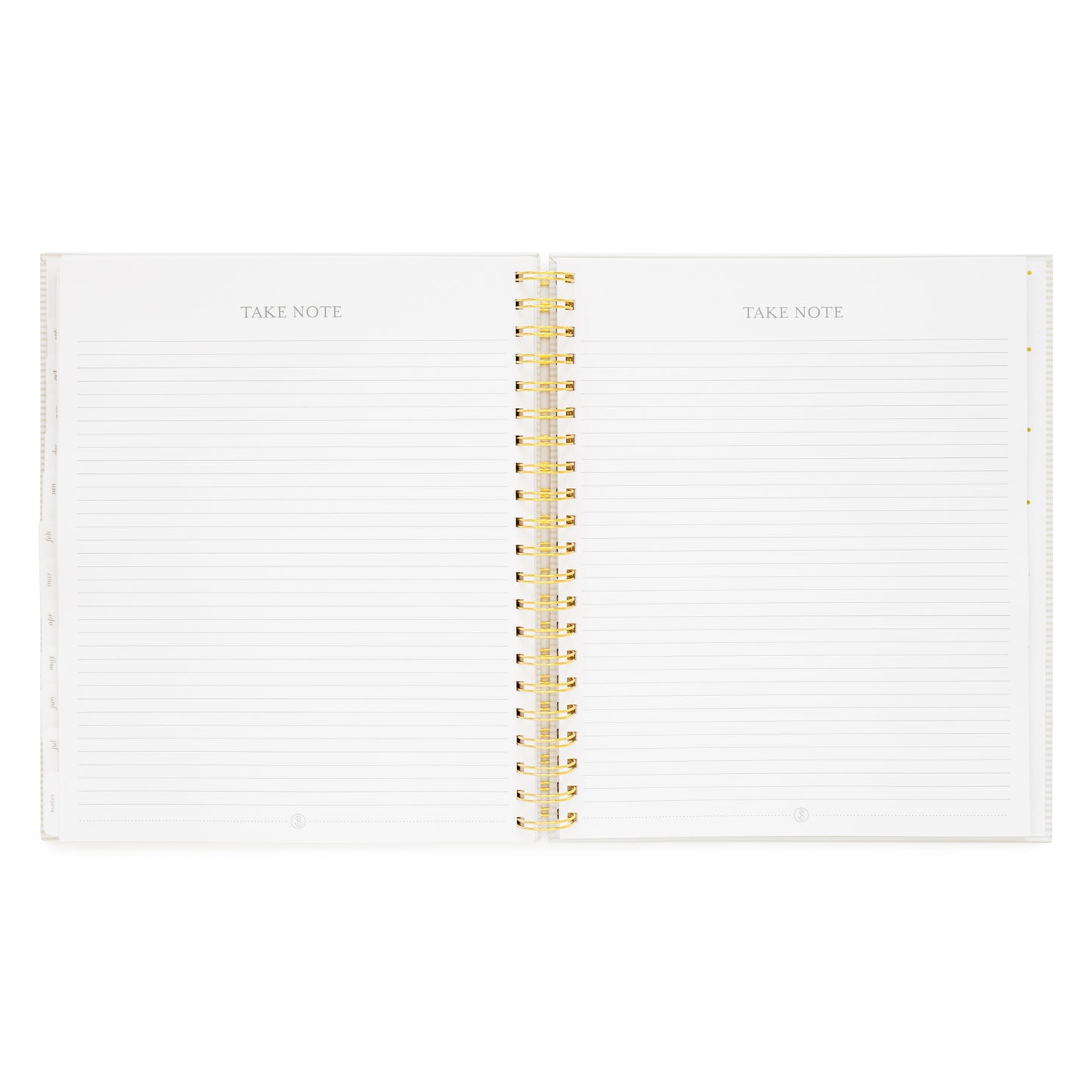 spiral planner open to lined notes pages
