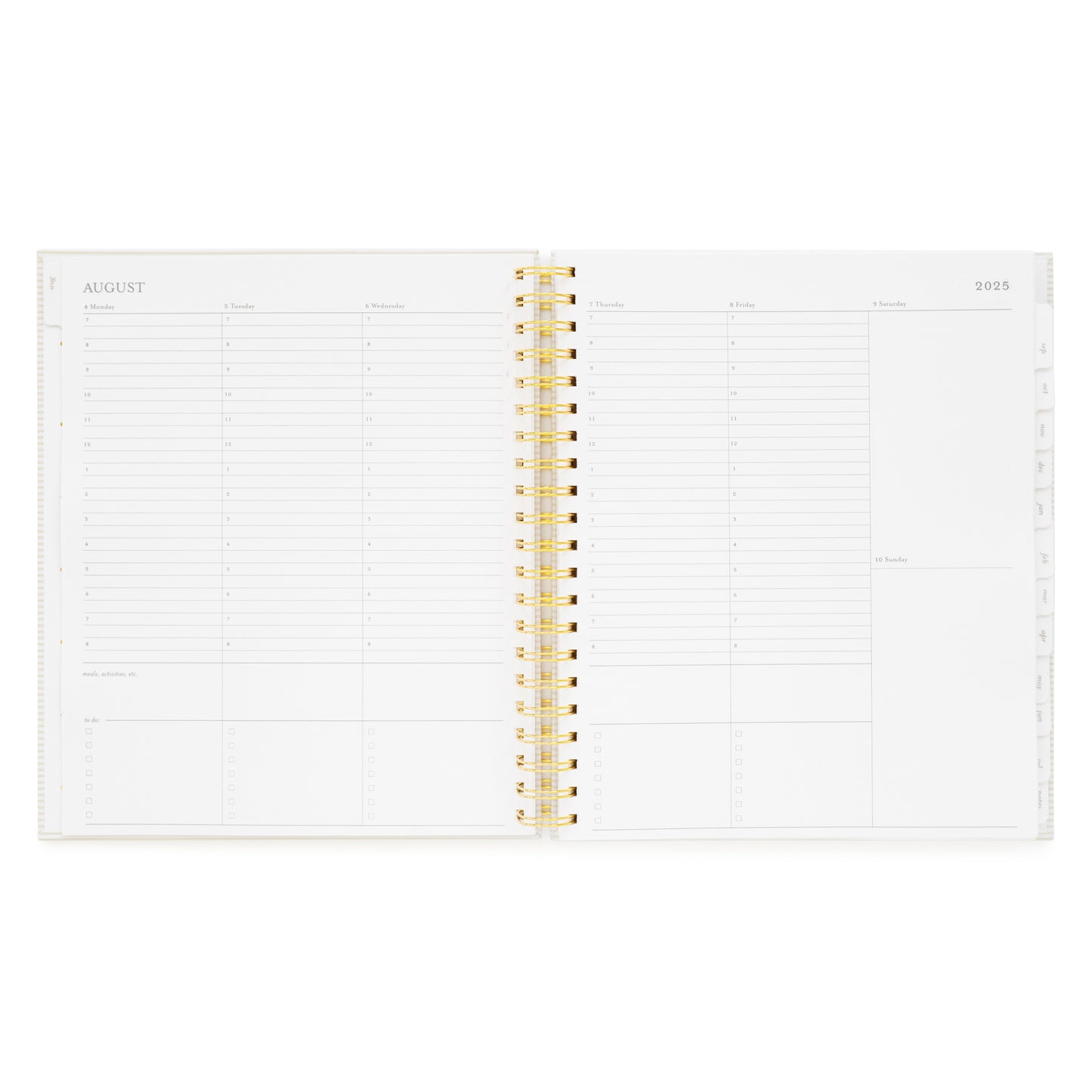 spiral planner open to hourly daily breakdown pages
