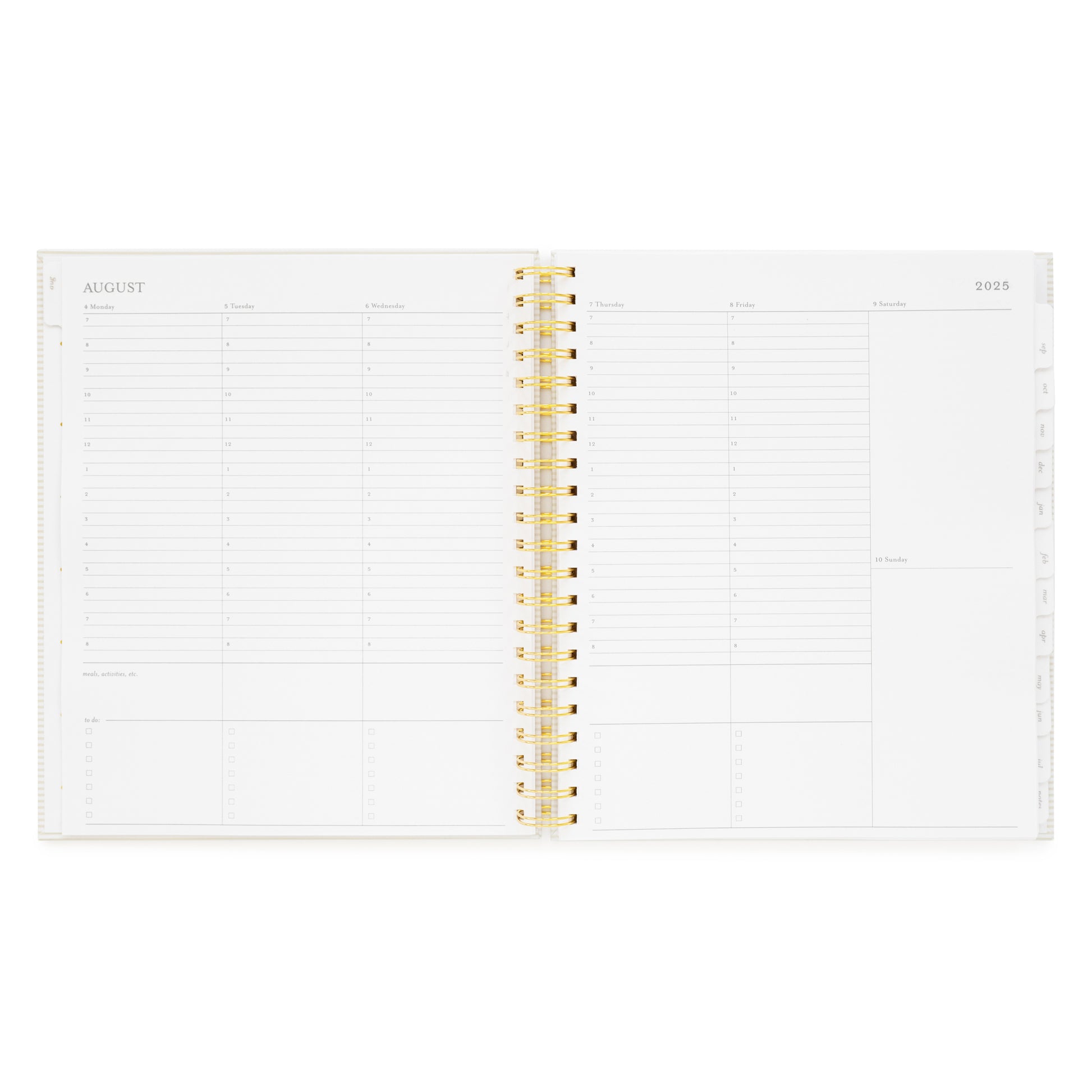spiral planner open to hourly daily breakdown pages