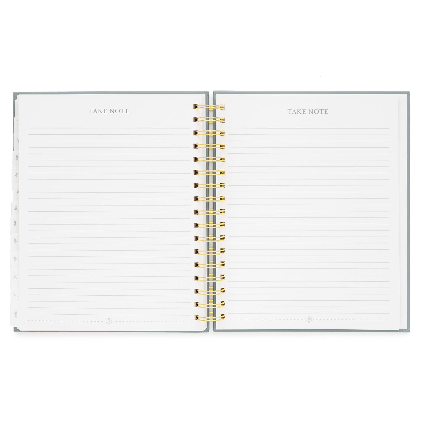 spiral planner open to lined notes pages
