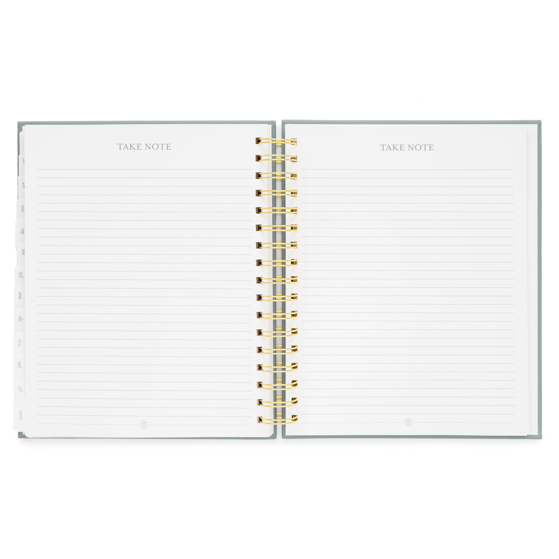 spiral planner open to lined notes pages