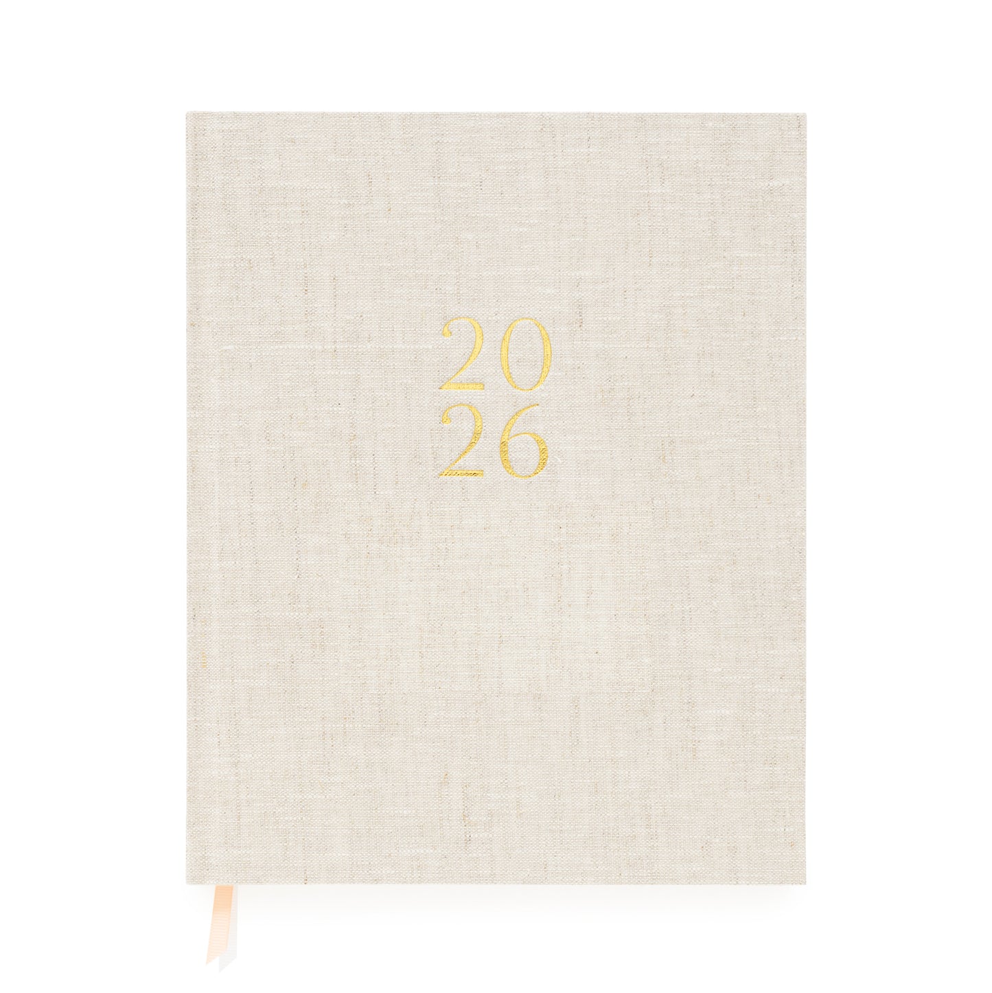 Flax linen planner with '2026' printed in gold