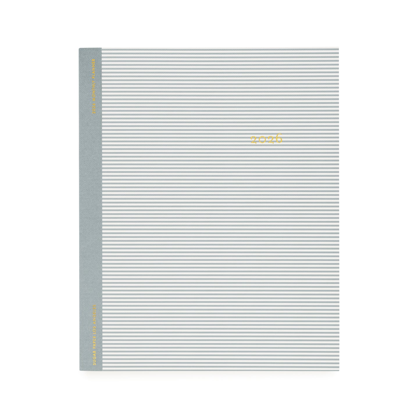 Blue stripe planner with gold foil 2026 on cover