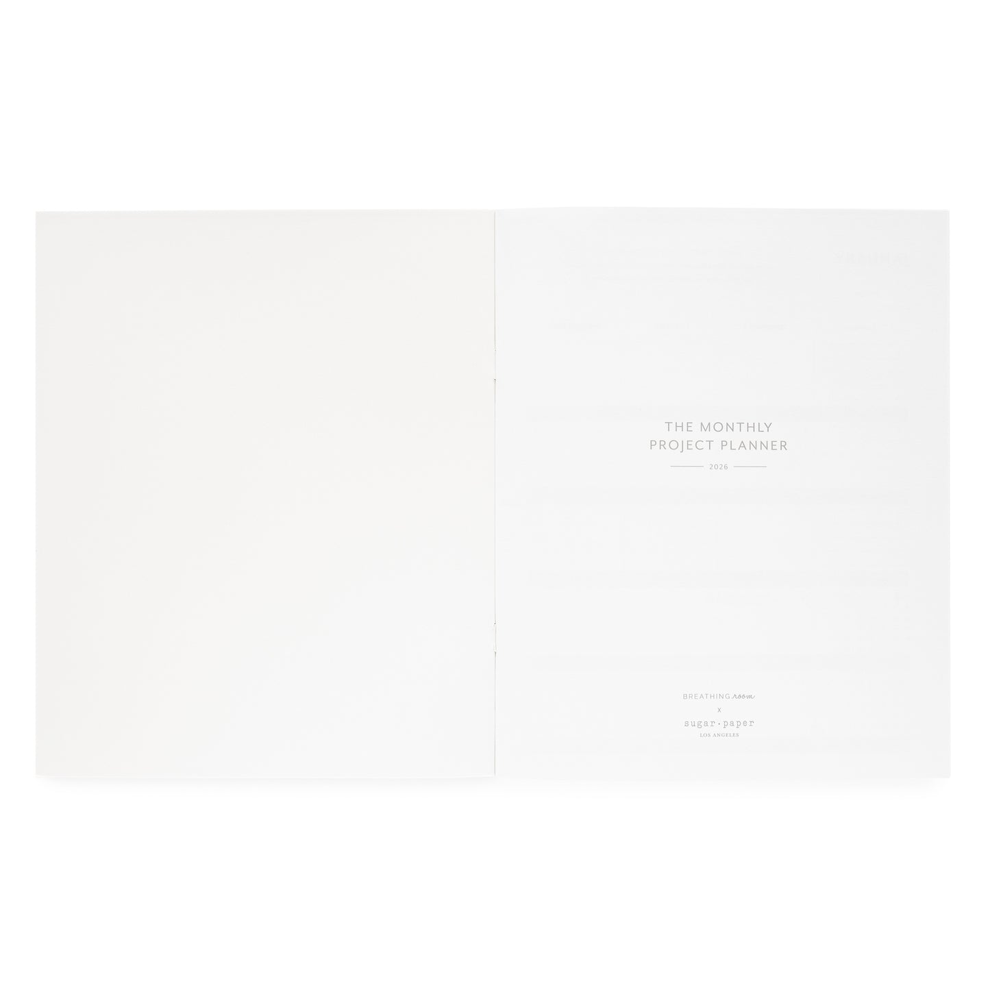 Monthly planner interior cover with 'The Monthly Project Planner 2026'