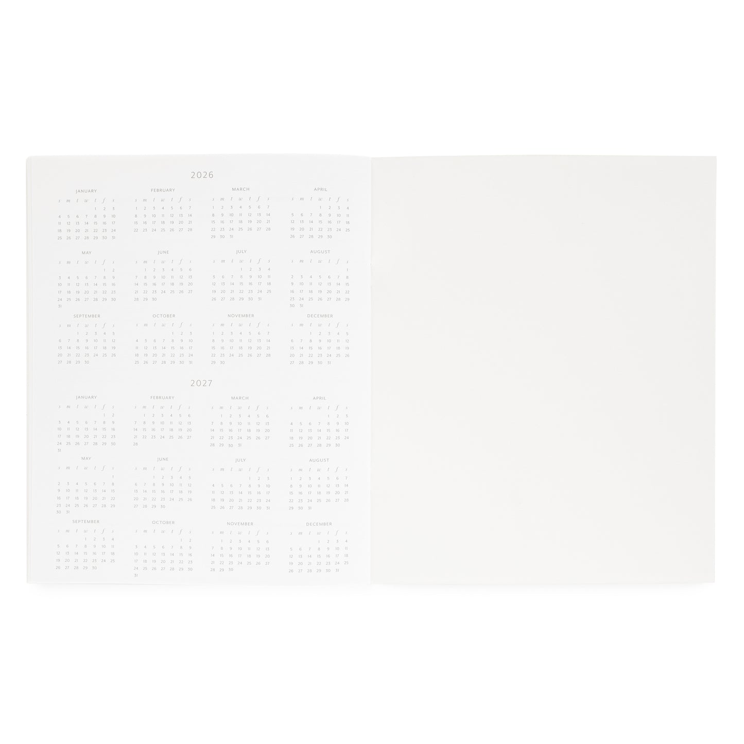2026 + 2027 monthly calendar dates of monthly planner