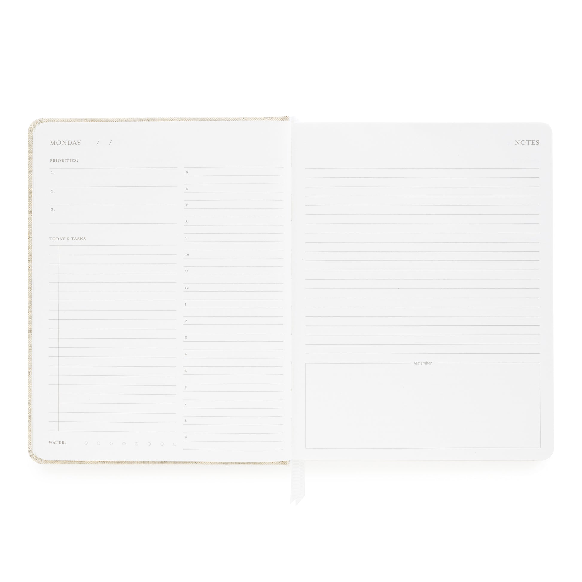 interior of daily planning page with priorities tasks, and notes