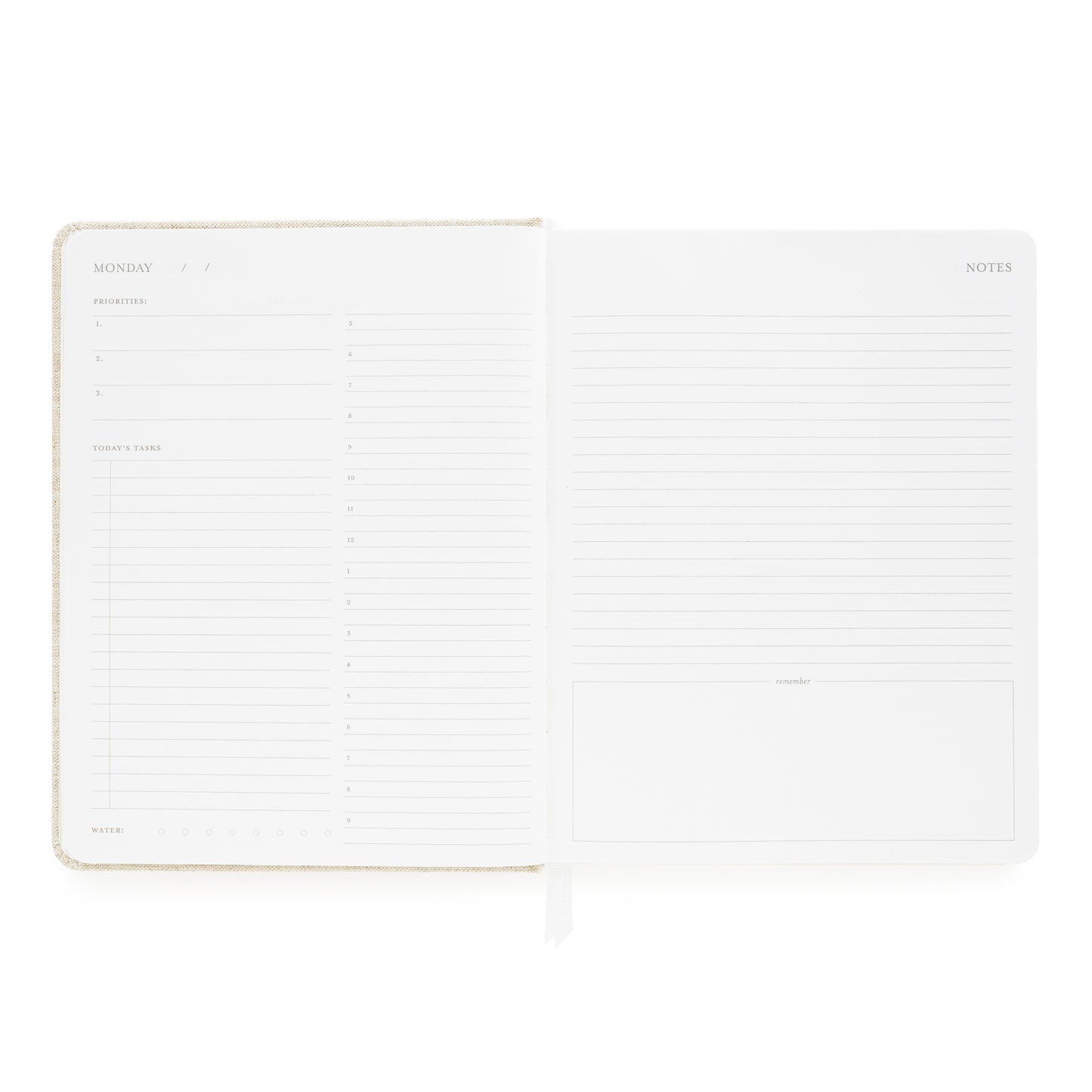 Daily planning page with prompts for priorities, tasks, and notes