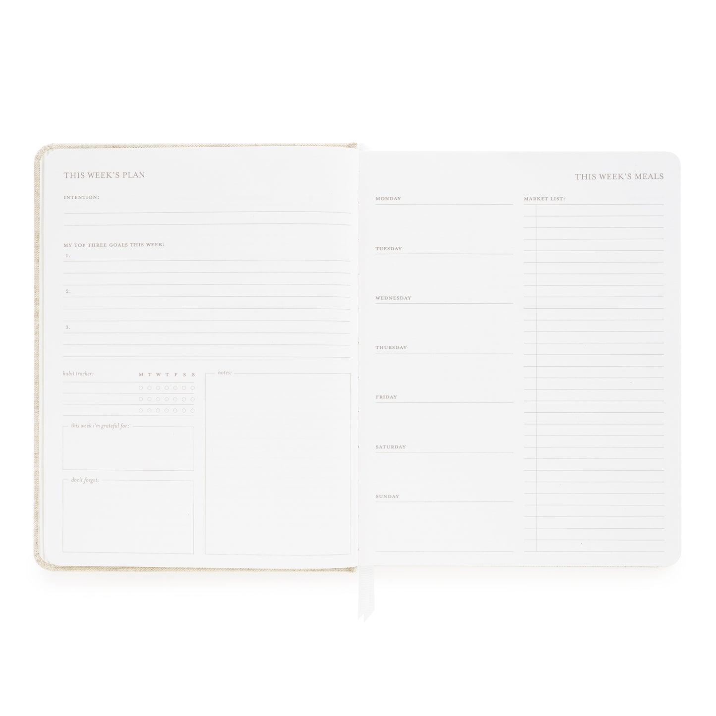 This Week's Plan Planning Page with prompts, space of each day of the week, and market list