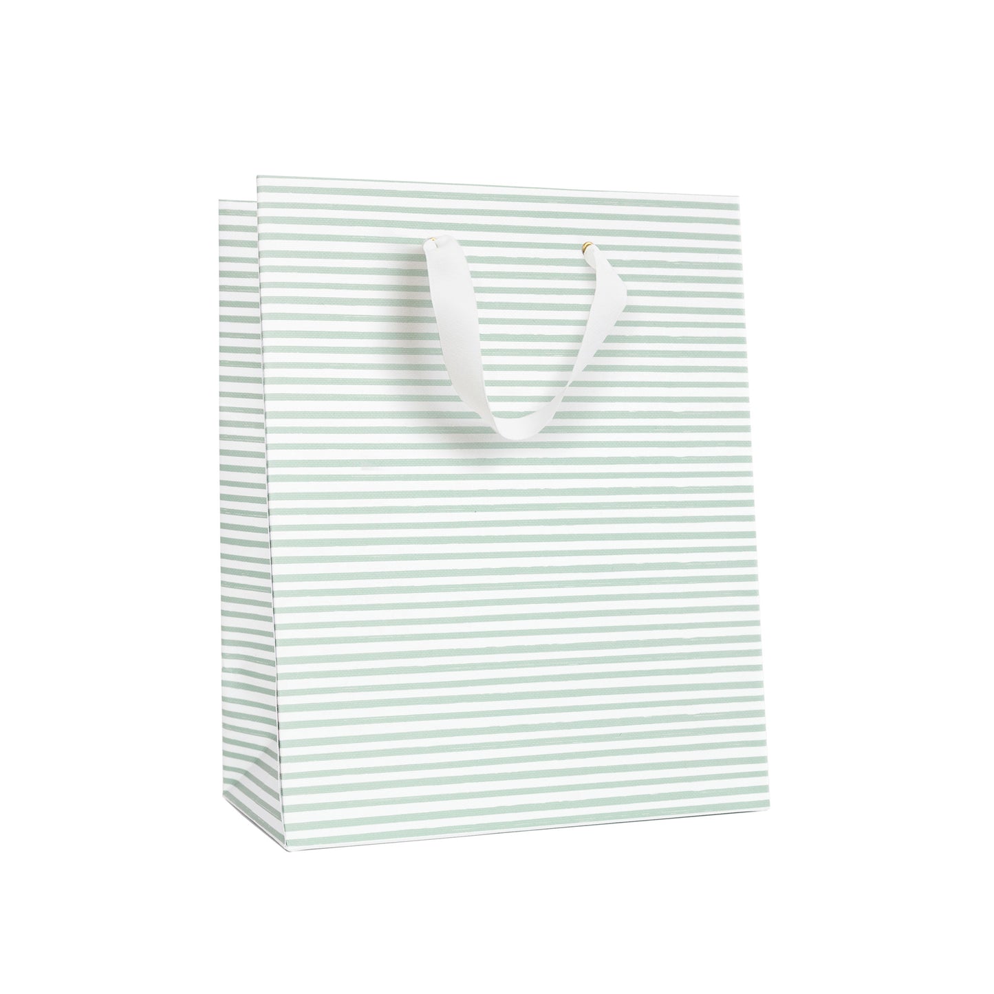 Mint Green and White Painted Stripe Gift Bag