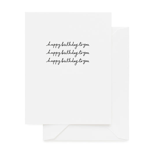 Black letterpress printed happy birthday to you card
