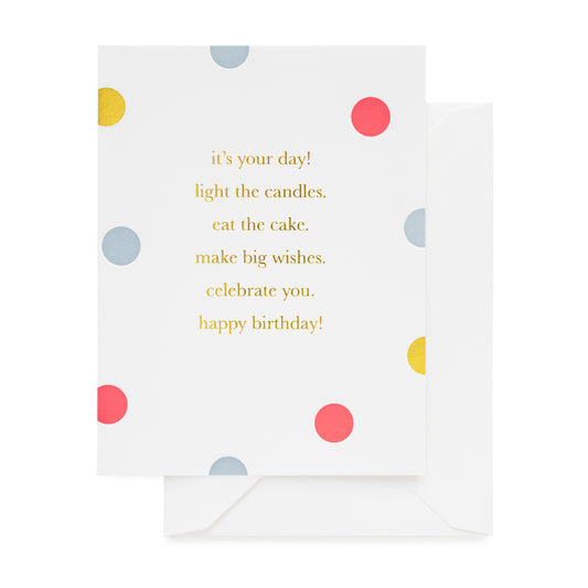 Pink blue and gold foil its your day birthday card