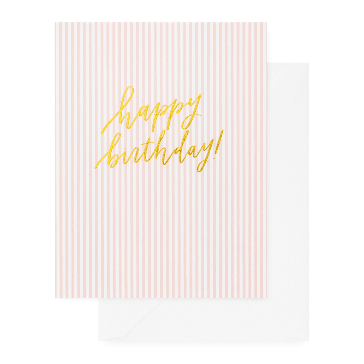 Pink pinstripe happy birthday card