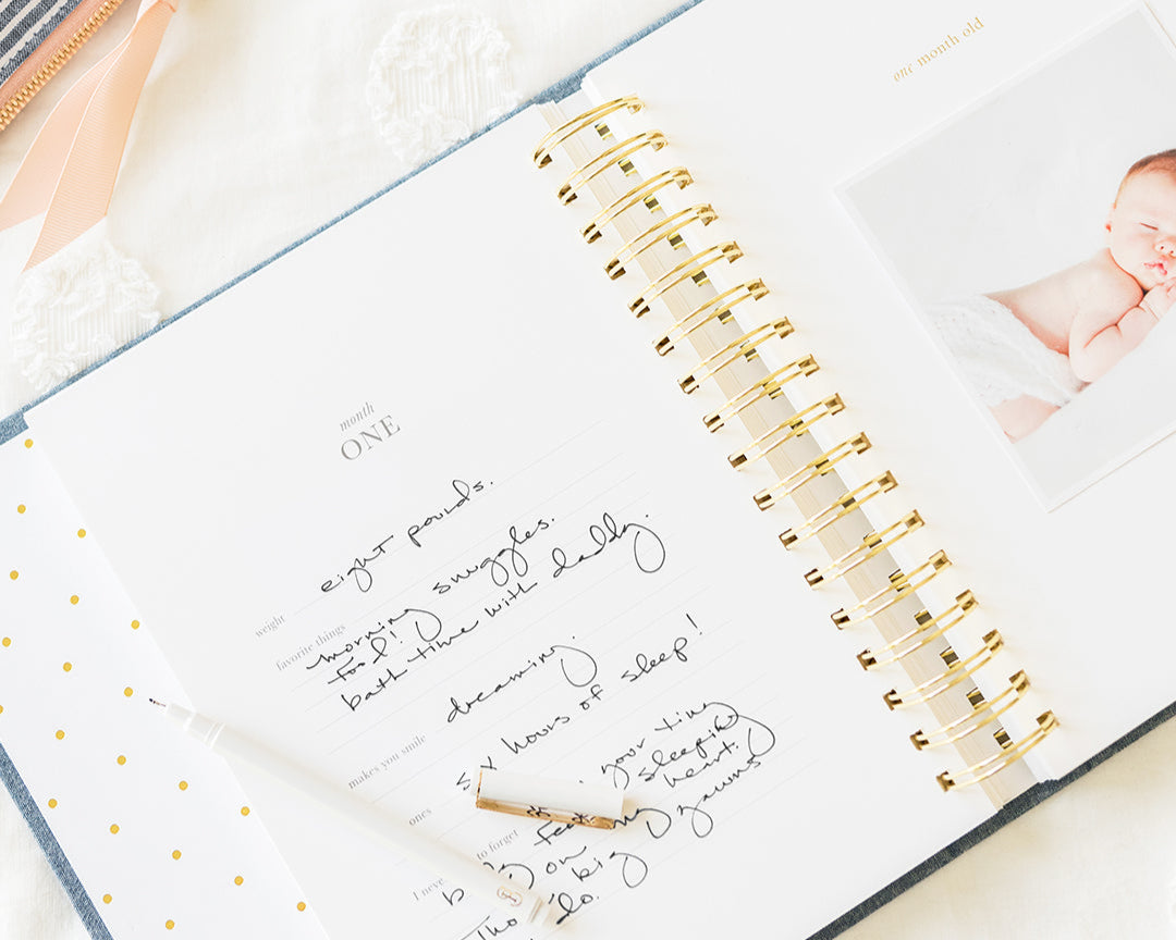 Interior of month one page of baby book