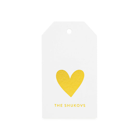 Custom Gift Tag Letterpress Printed in Gold Foil with Family Name