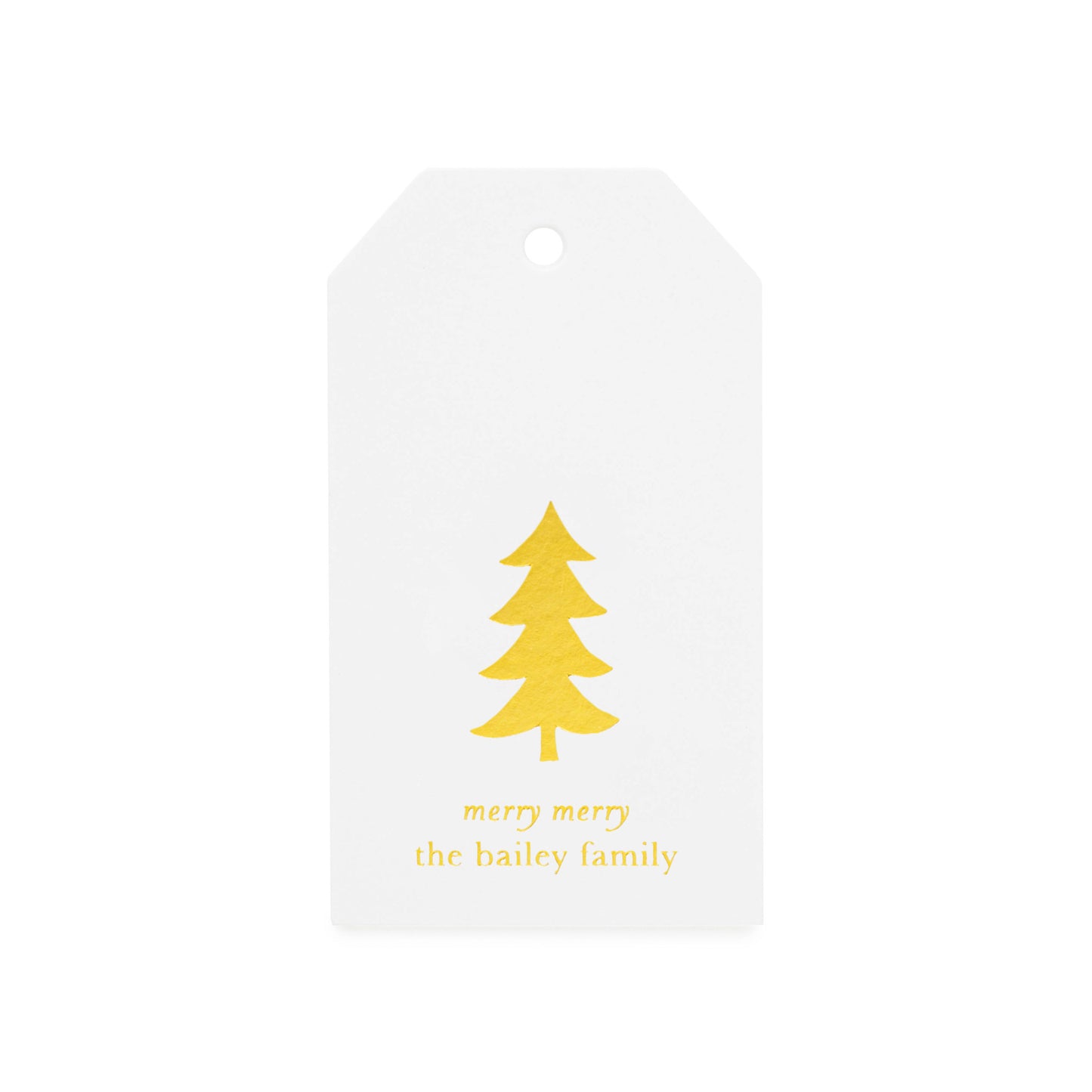 Custom Gift Tag Letterpress Printed in Gold Foil with Family Name