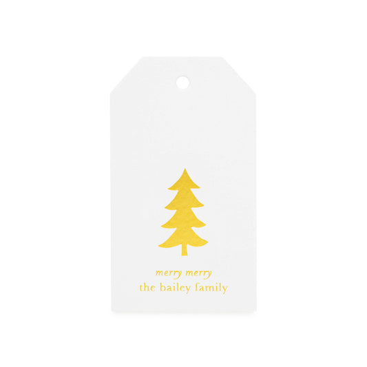 Custom Gift Tag Letterpress Printed in Gold Foil with Family Name