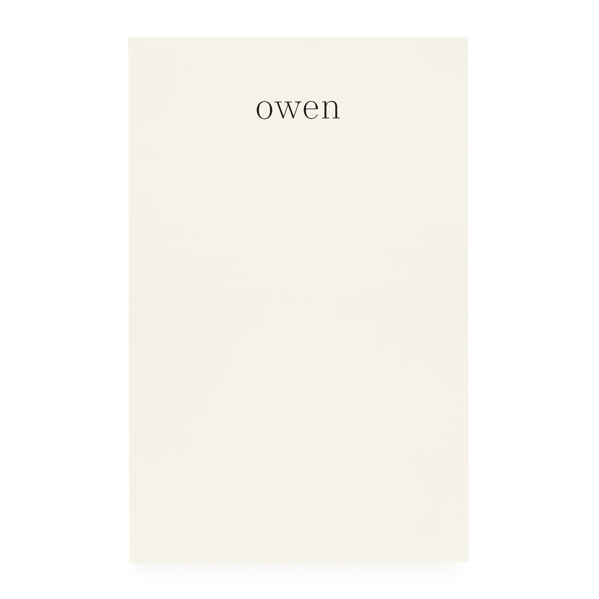 cream custom notepad printed with name in black ink