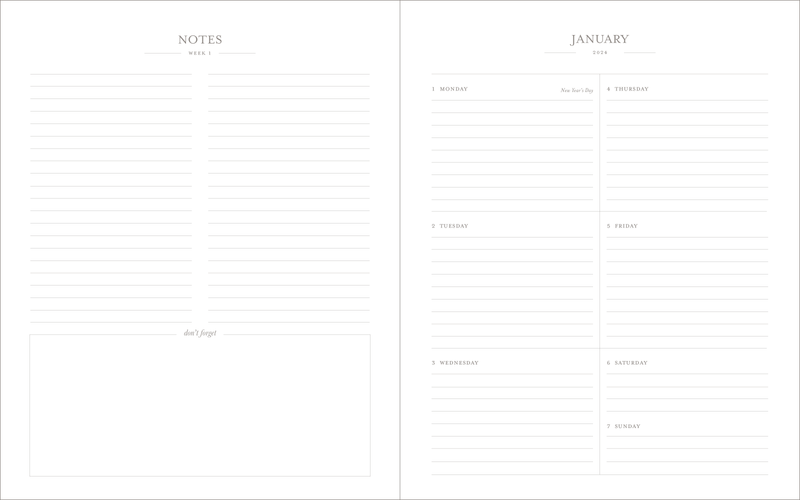 Interior of Desk Agenda Weekly Layout Page