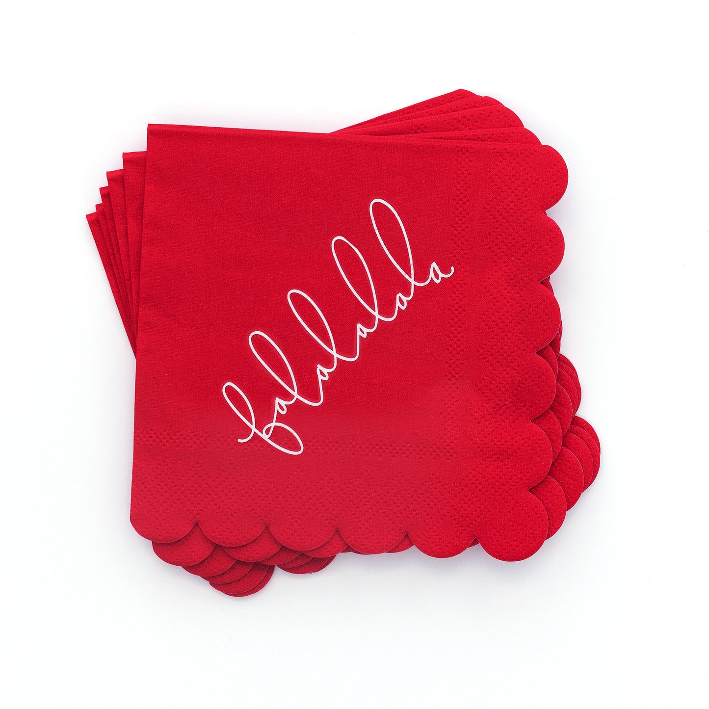 Red scalloped falalalala cocktail napkin