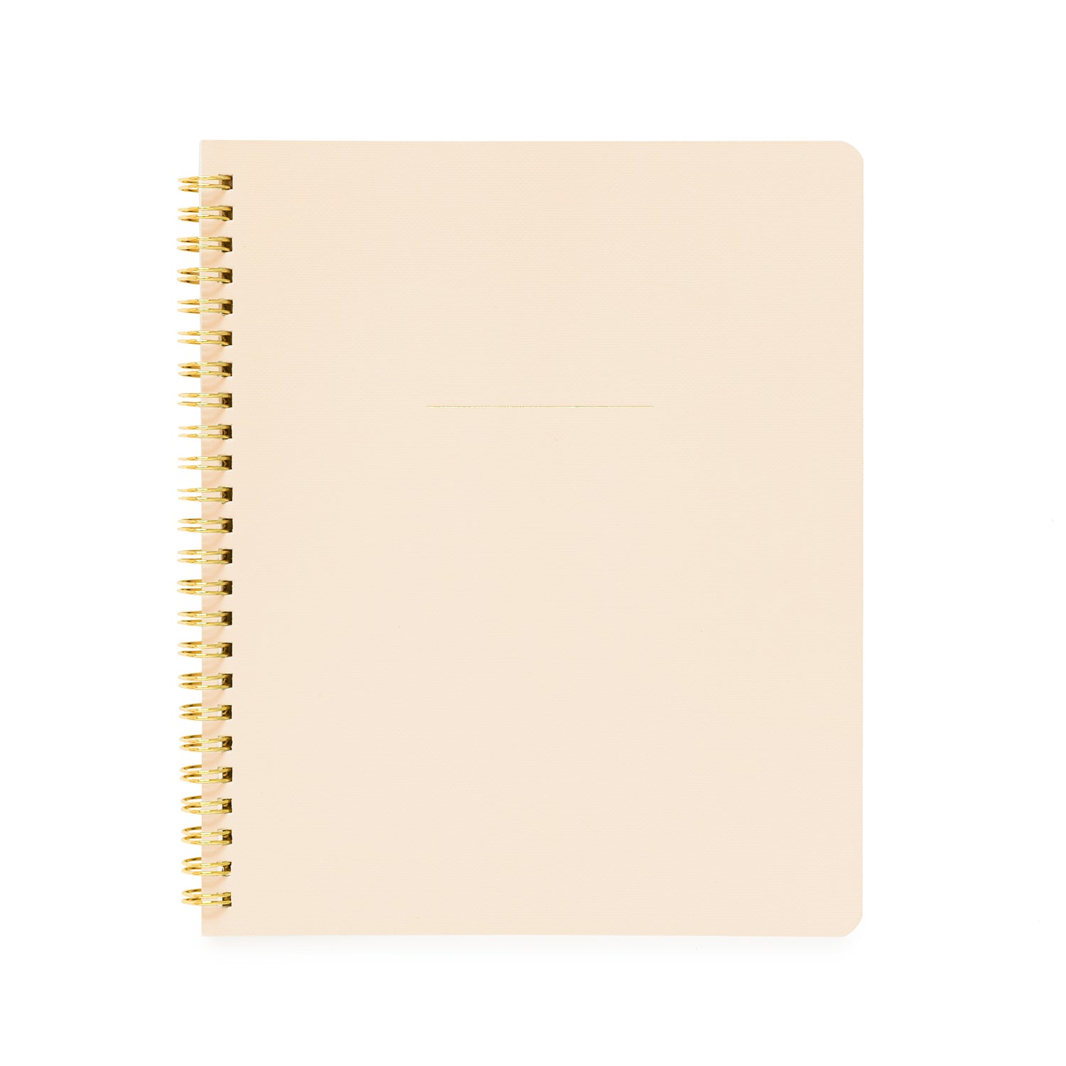 Pale pink spiral notebook with gold coil spiral}