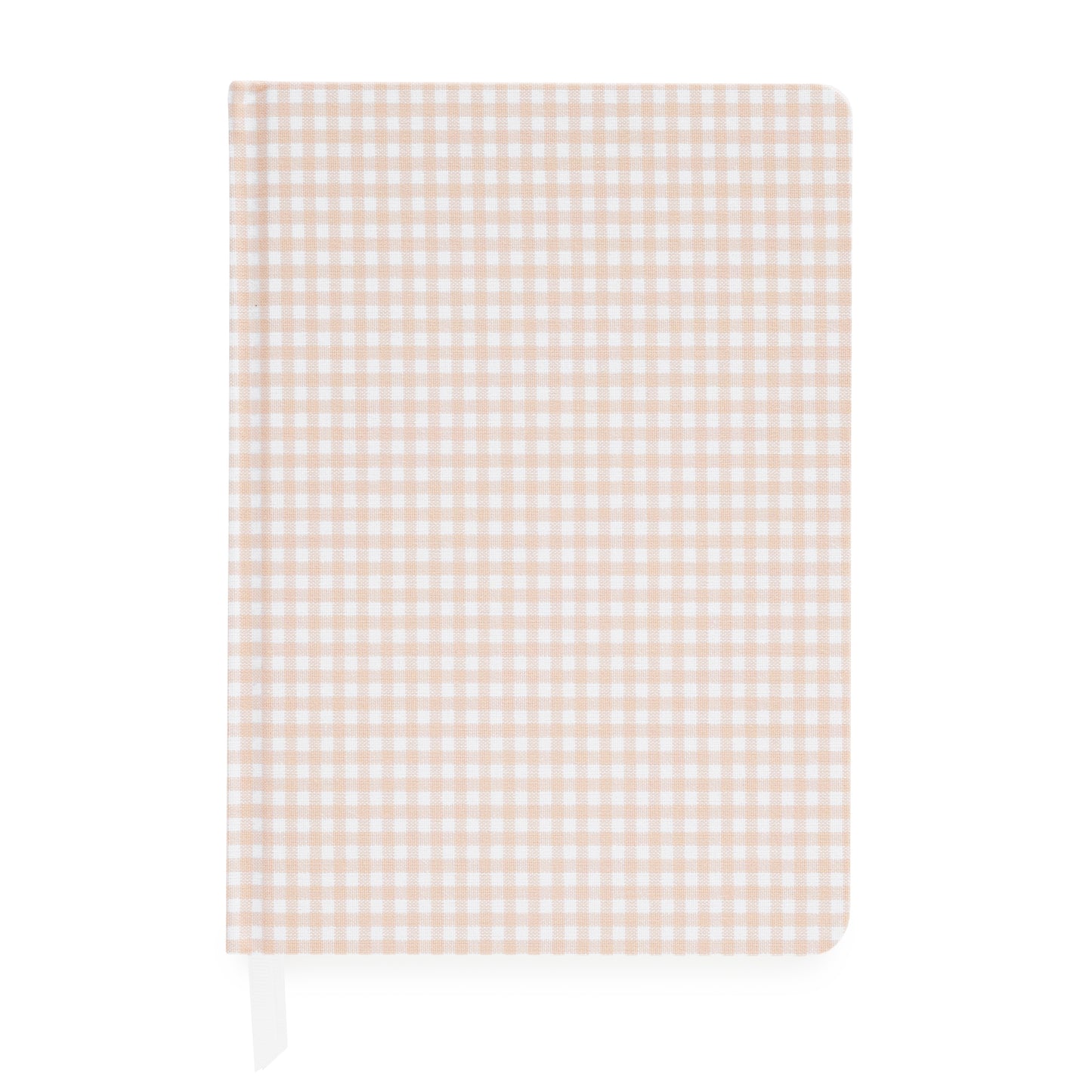 Pink and white gingham journal with white ribbon markers