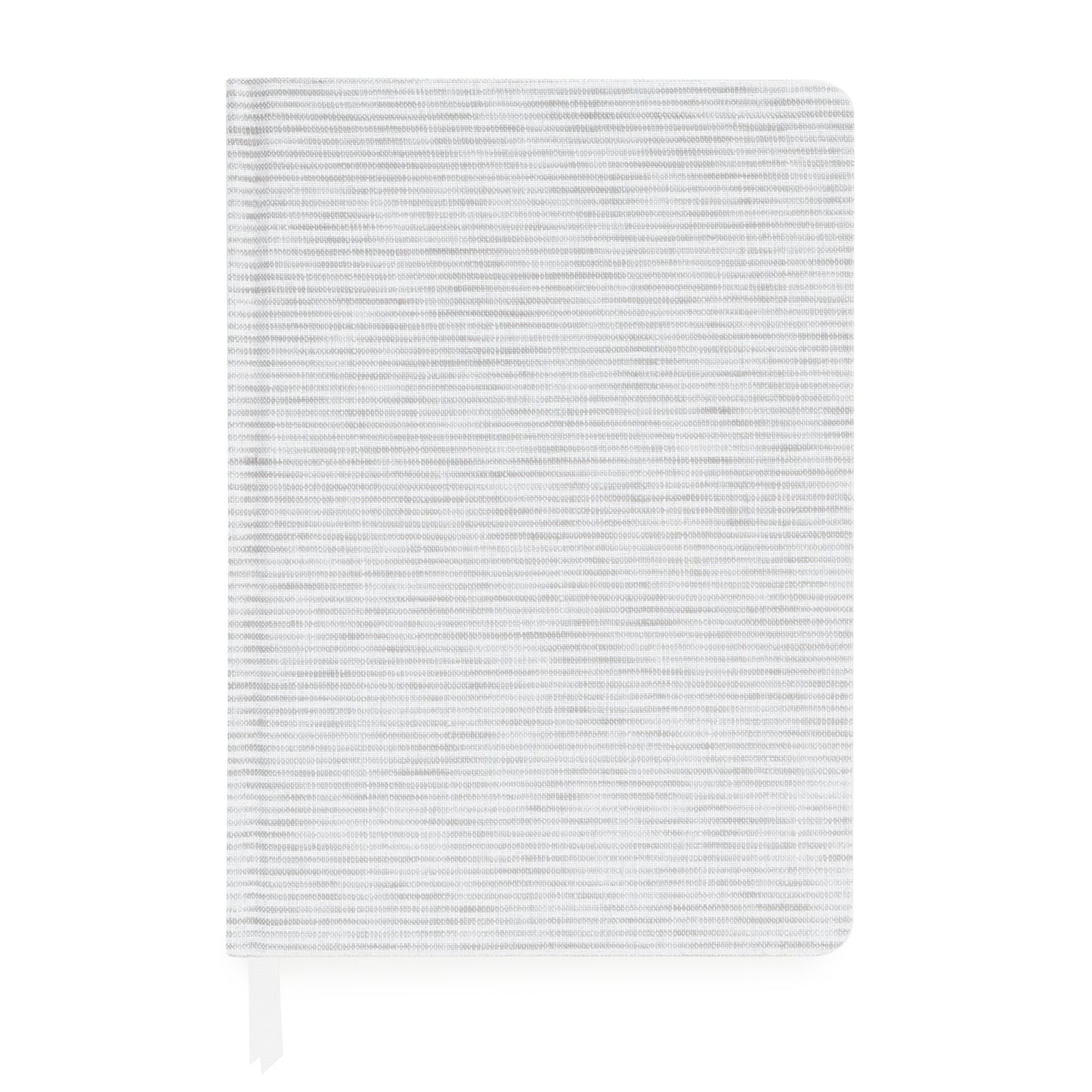 Grey stripe fabric journal with double white ribbon marker