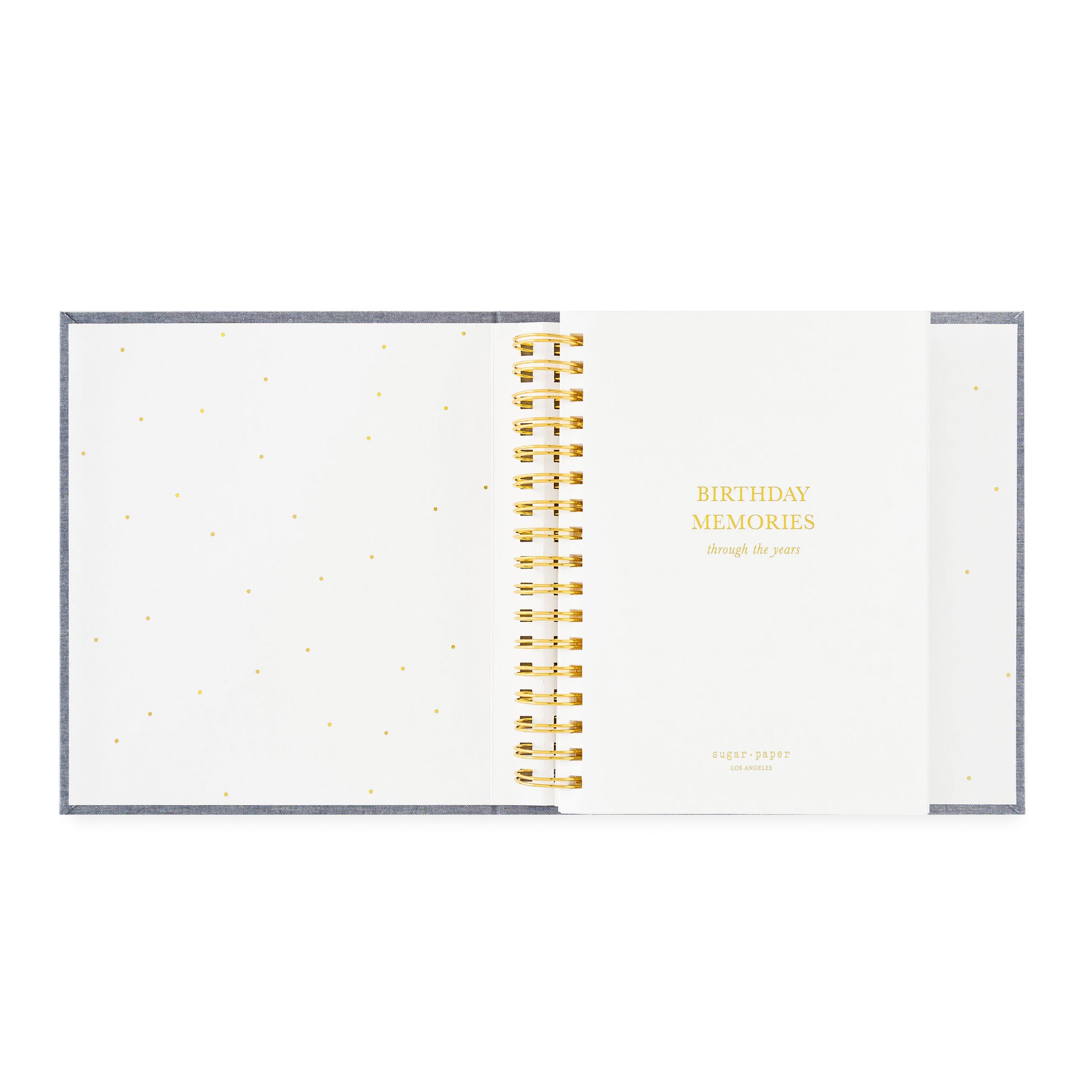 birthday book open to cover page