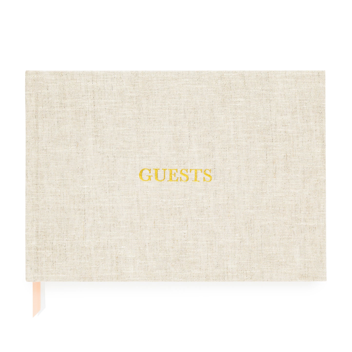 Flax Guest Book with Guest Book foil stamped on cover