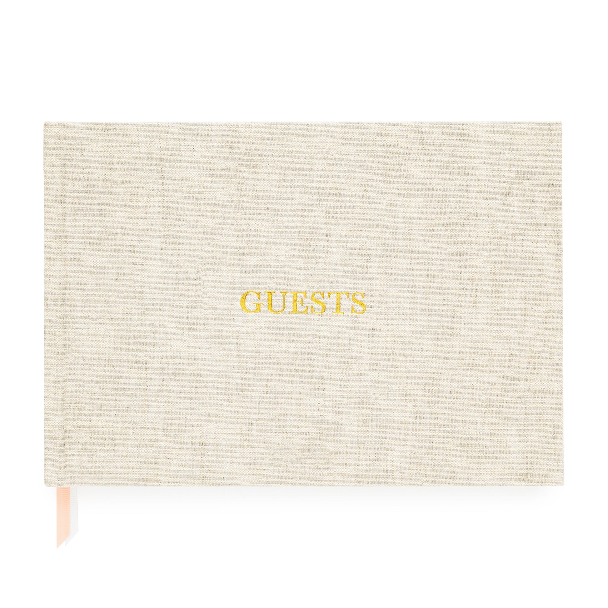 Flax Guest Book with Guest Book foil stamped on cover