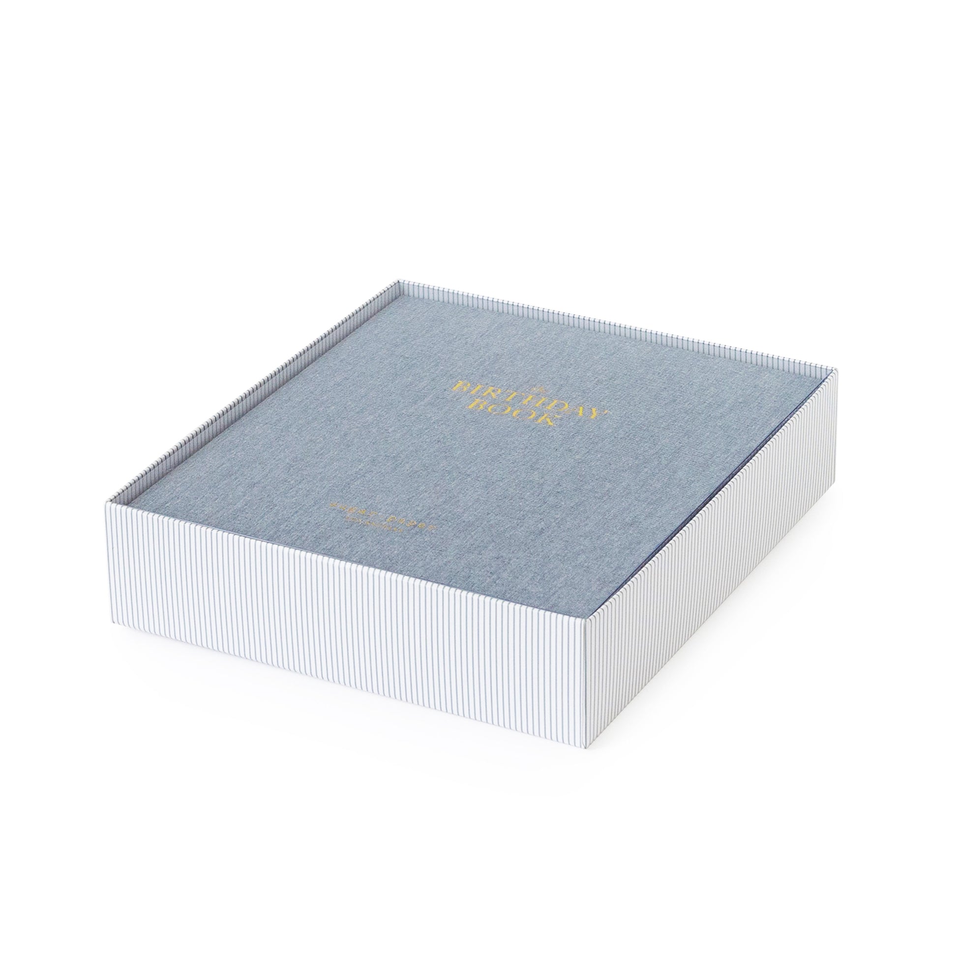 Chambray blue birthday book in box