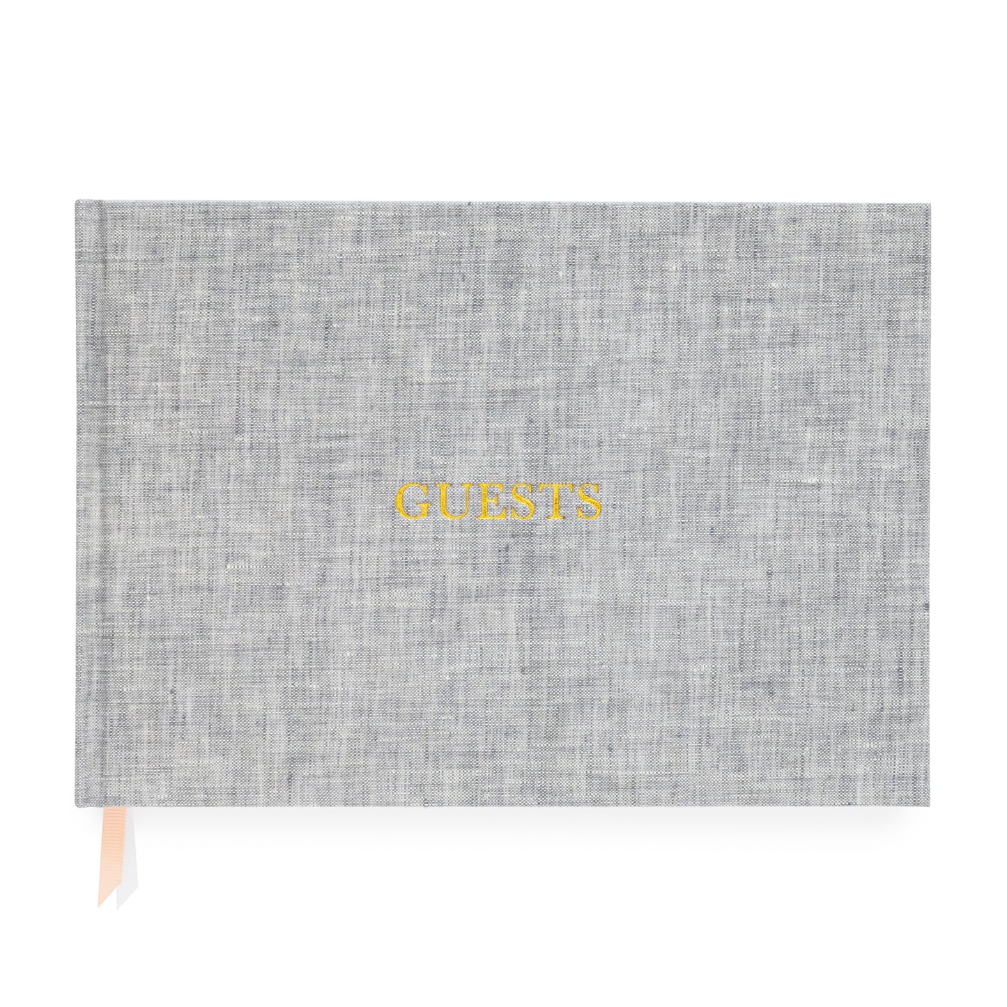 Heather Grey Guest Book with Guests foil stamped on cover
