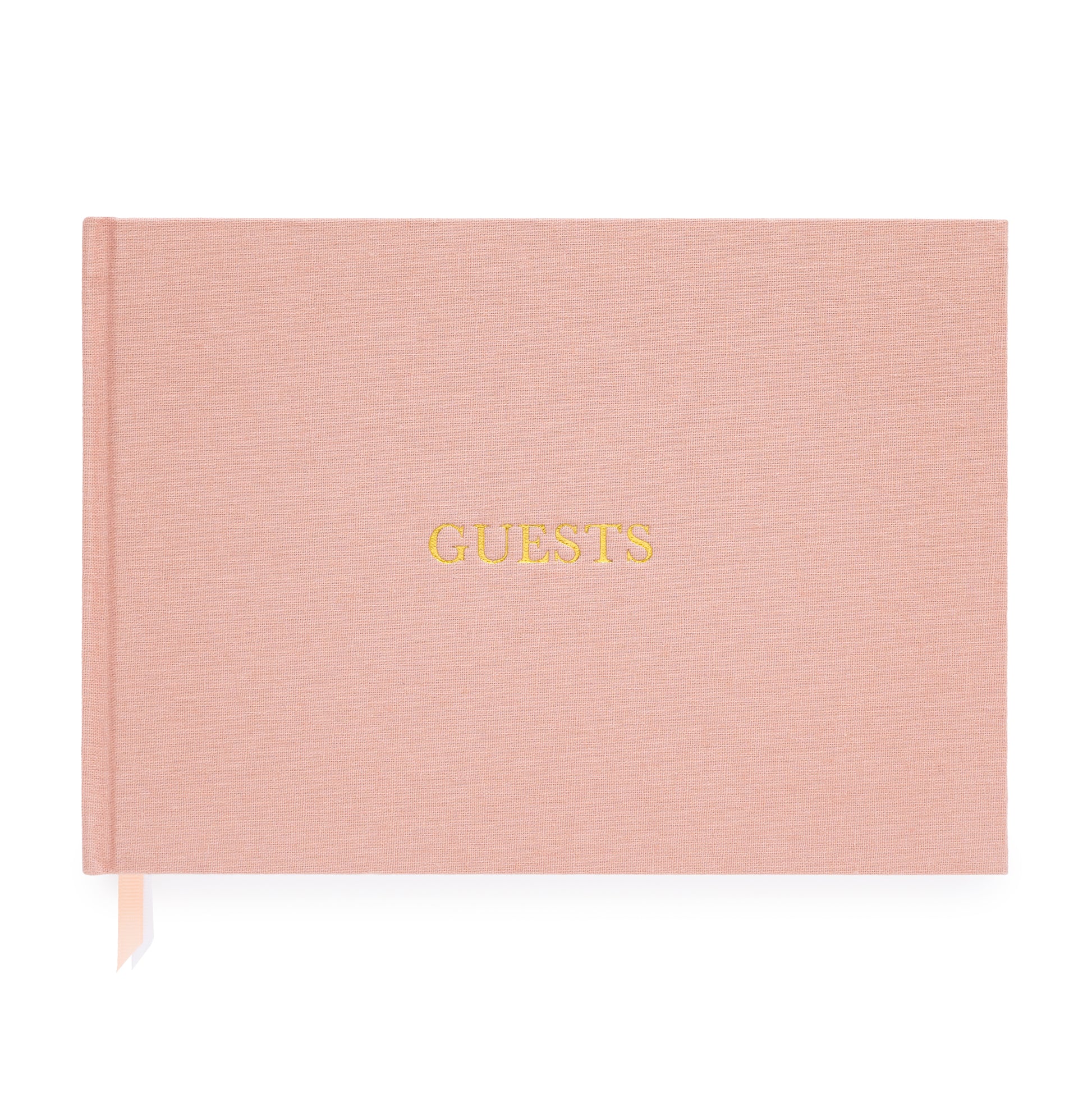 Rose Guest Book with Guests gold foil stamped on the front