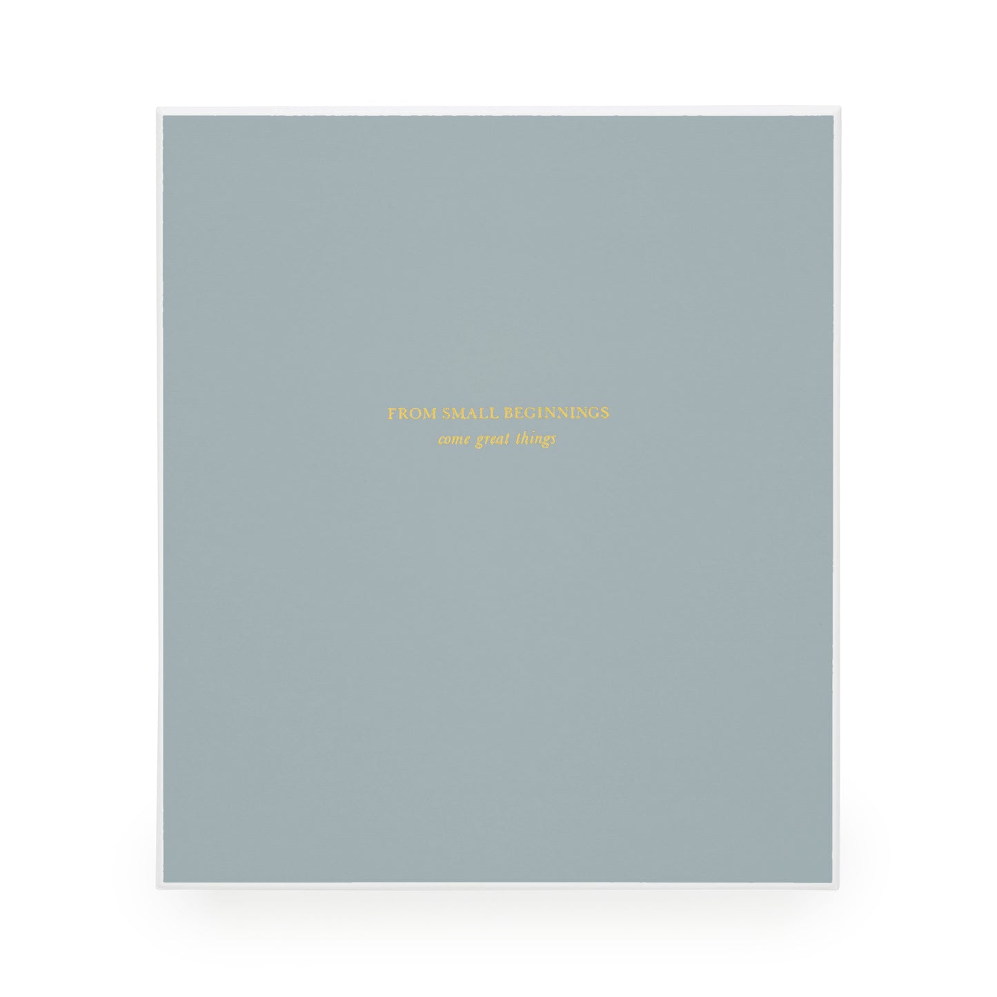 blue baby book exterior box with from small beginnings come great things