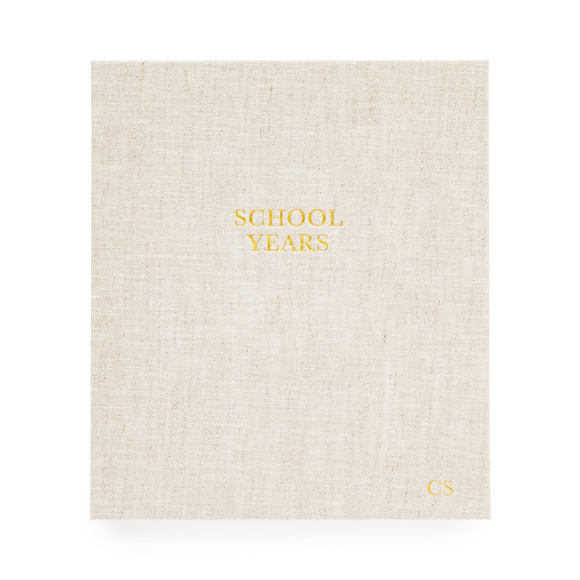 flax school years book cover with monogram