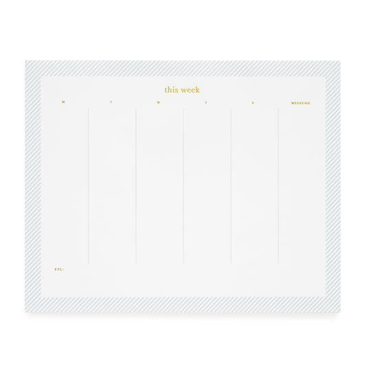 Blue stripe bordered this week notepad