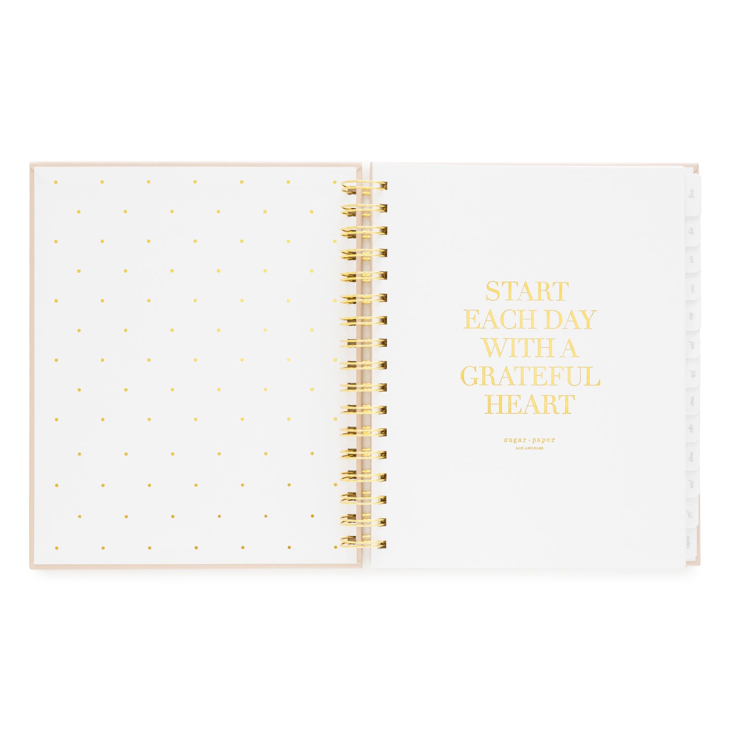 title page start each day with a grateful heart in gold foil inside student planner