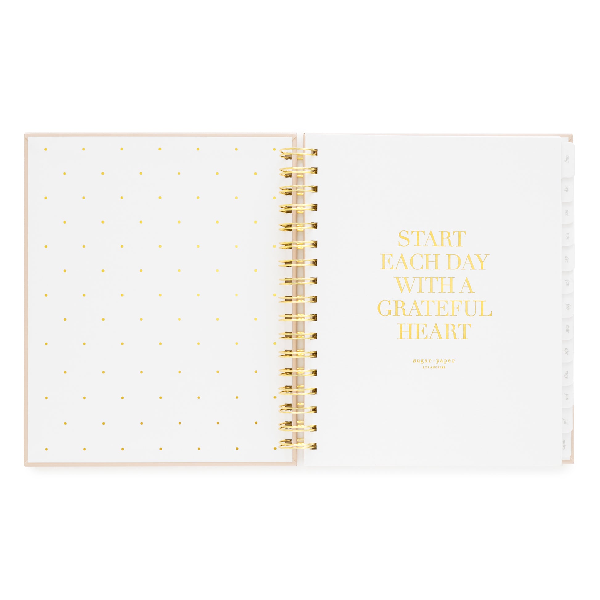 title page start each day with a grateful heart in gold foil inside student planner