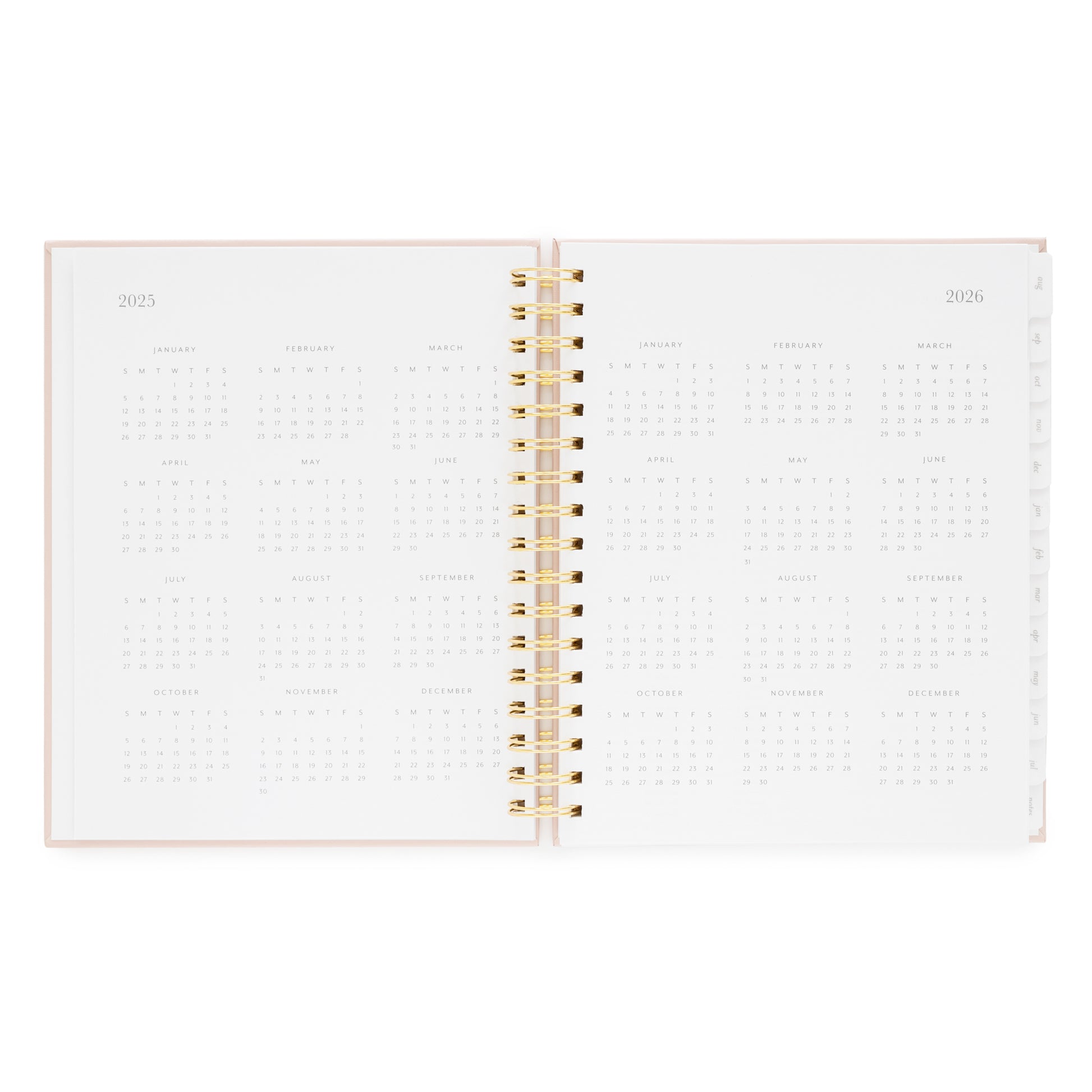 2025 + 2026 calendar overview inside student planner