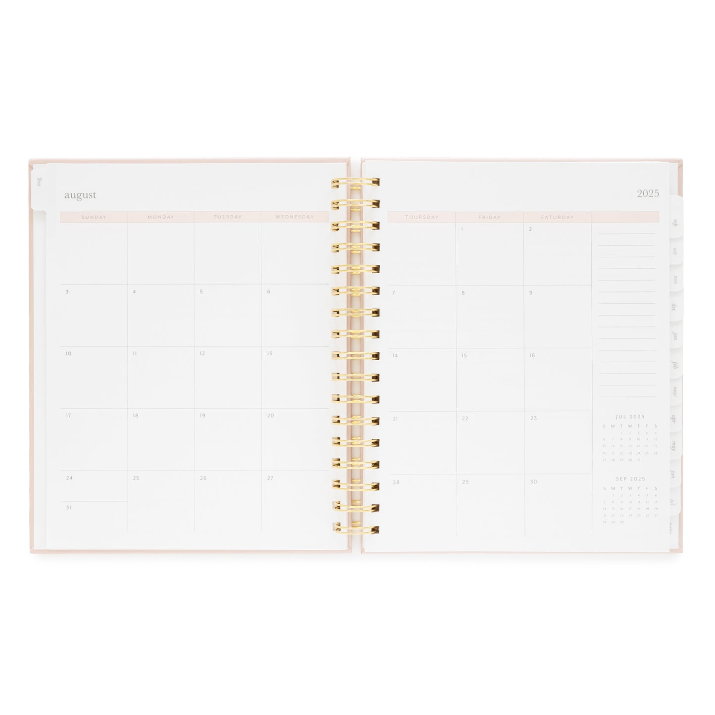 Monthly grid of student planner