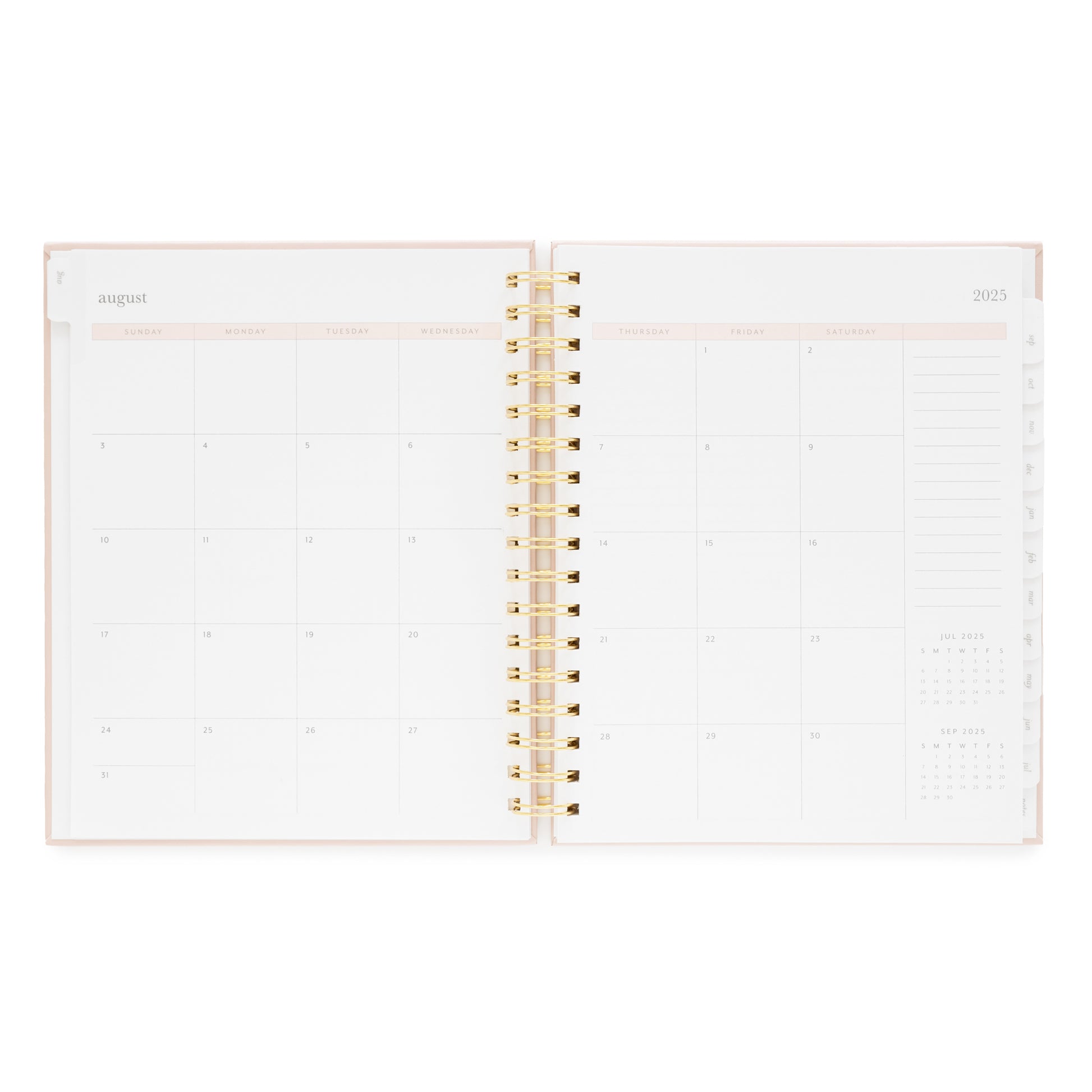 Monthly grid of student planner