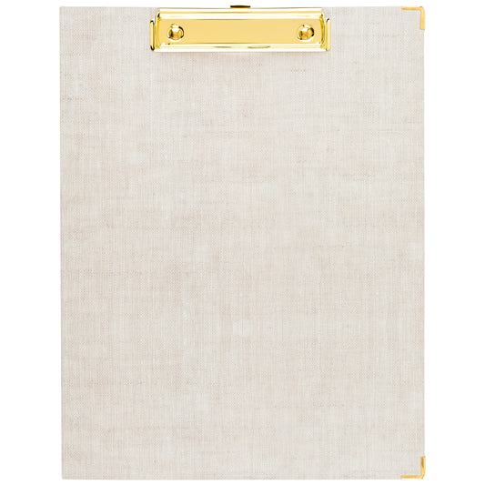front of the flax clipfolio with gold clip
