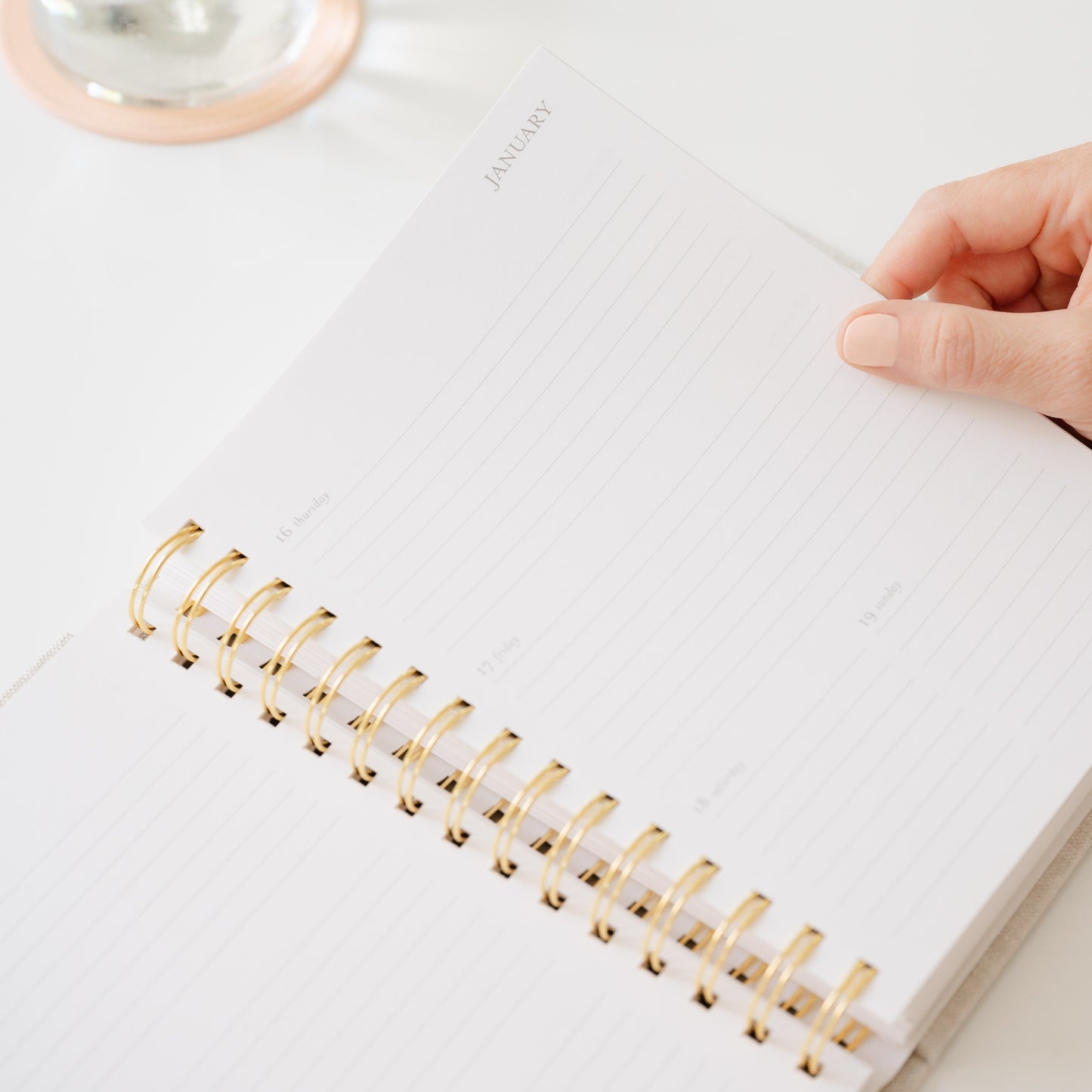 Interior of concealed planner weekly planning page