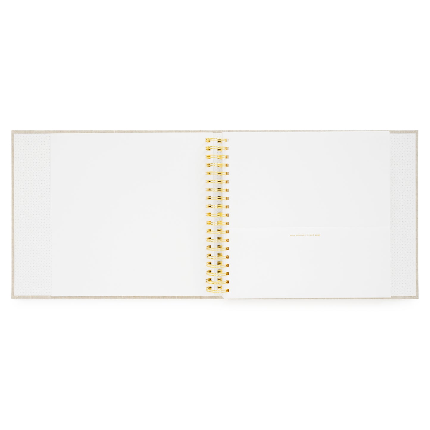 interior of trips to remember book with blank page for photos and a pocket for keepsakes from travels