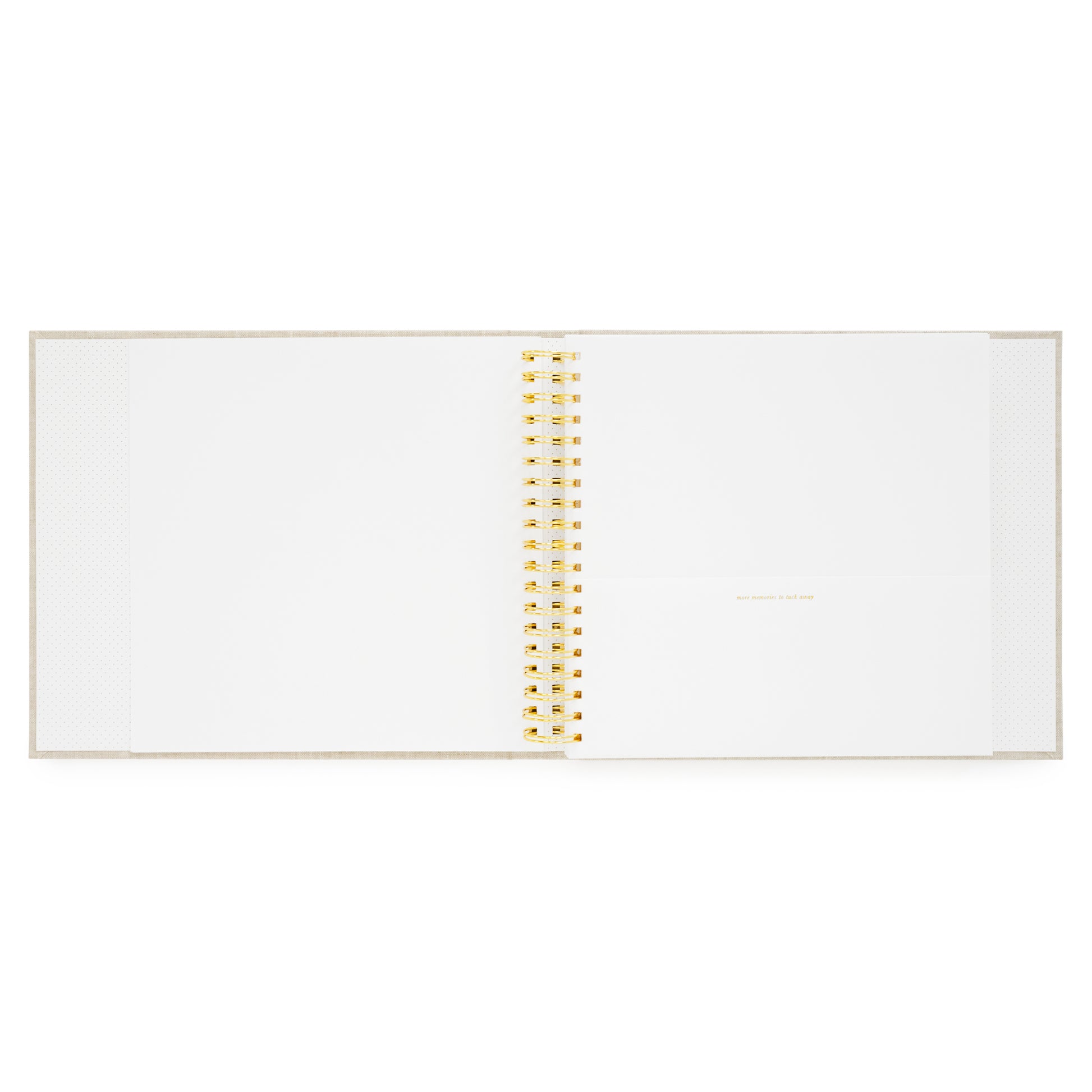 interior of trips to remember book with blank page for photos and a pocket for keepsakes from travels