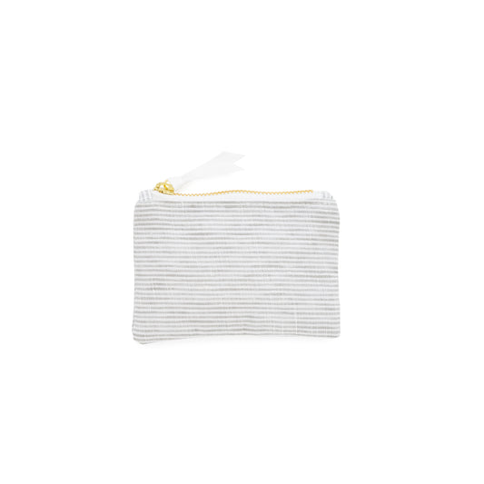 Grey and white stripe pouch
