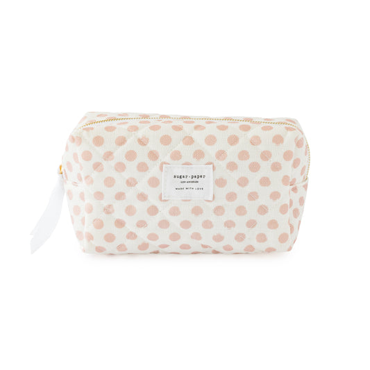 rose polka dot small cosmetic pouch